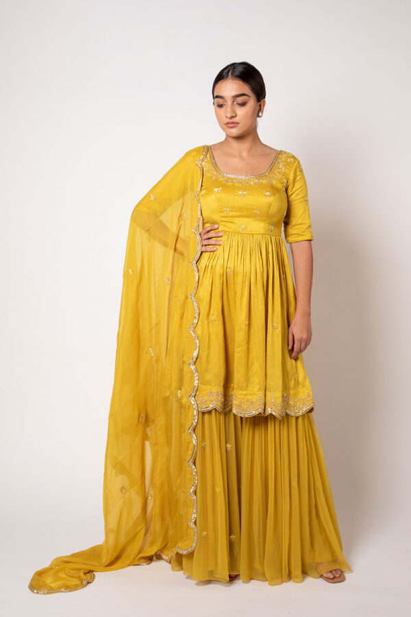 Mustard Yellow Sharara Set - Image 2