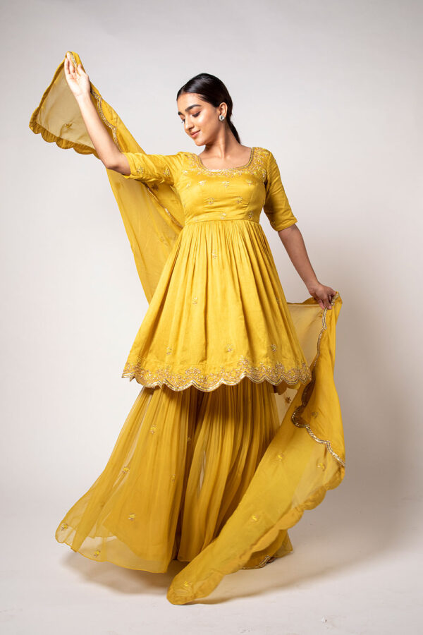 Mustard Yellow Sharara Set