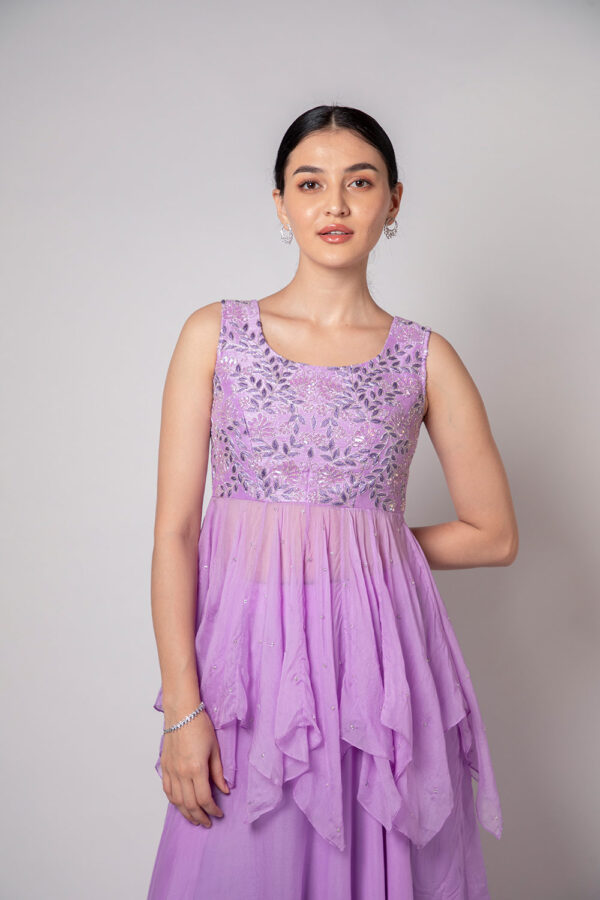 Lavender Embellished Peplum Lehanga Set - Image 4