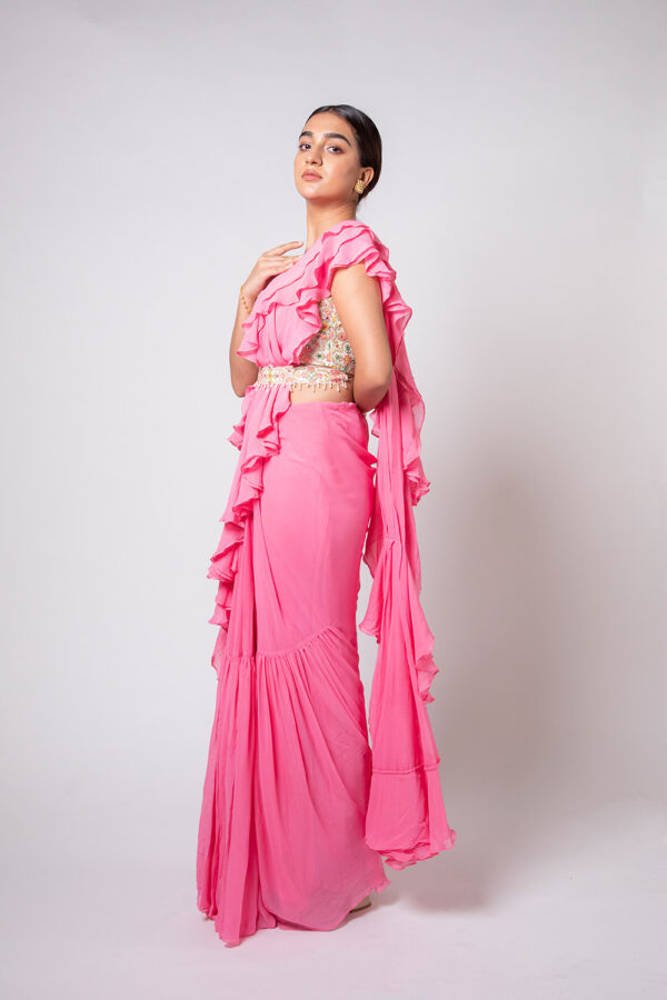 Pre-draped Ruffled Saree