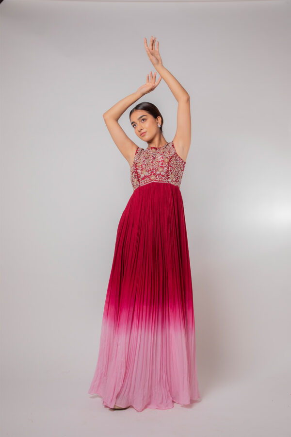 Ruby Wine Ombre Long Gown - Image 2