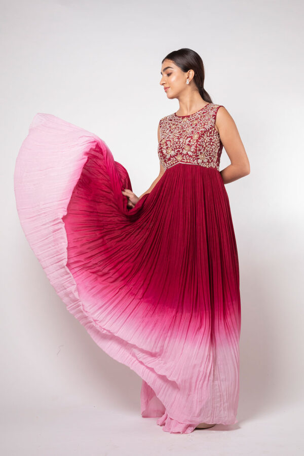 Ruby Wine Ombre Long Gown