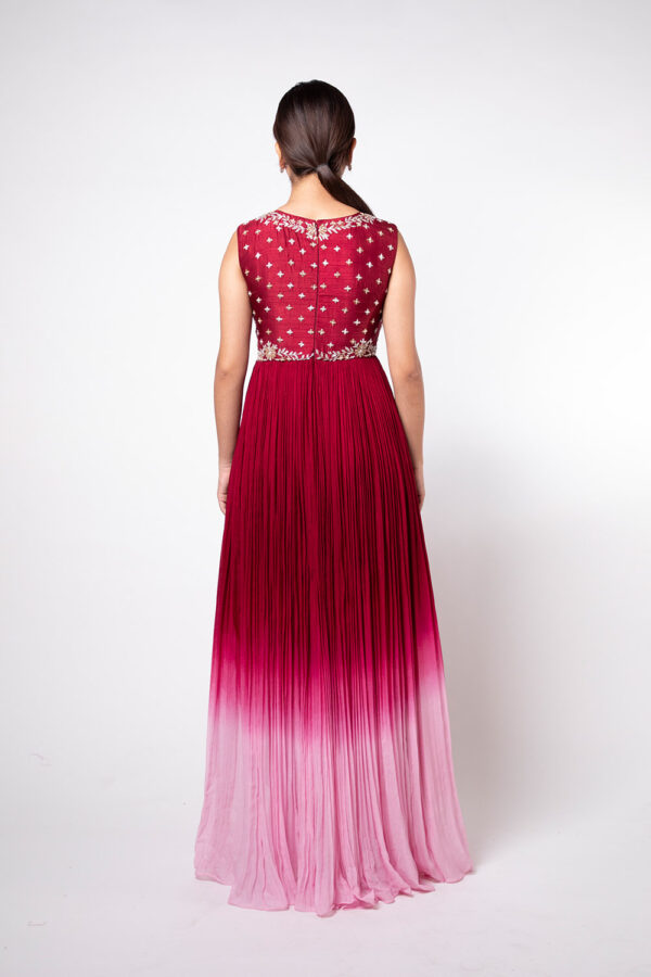 Ruby Wine Ombre Long Gown - Image 4