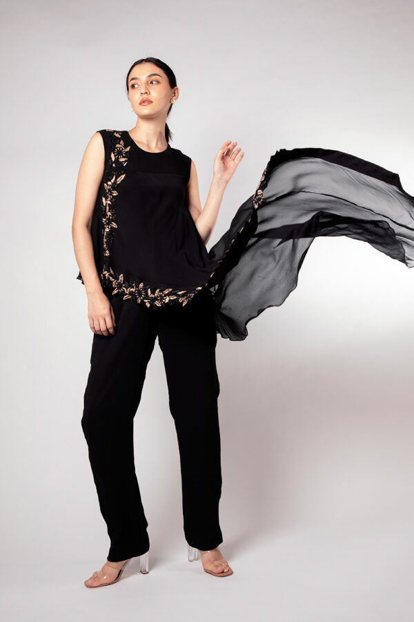 Black Flared Jump Suit - Image 2