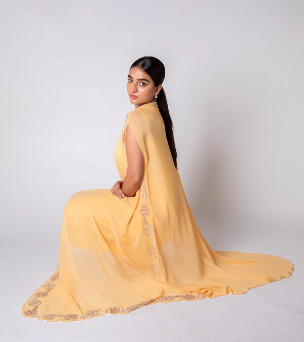 Lemon Drop Asymmetric Embroidered Cape - Image 2