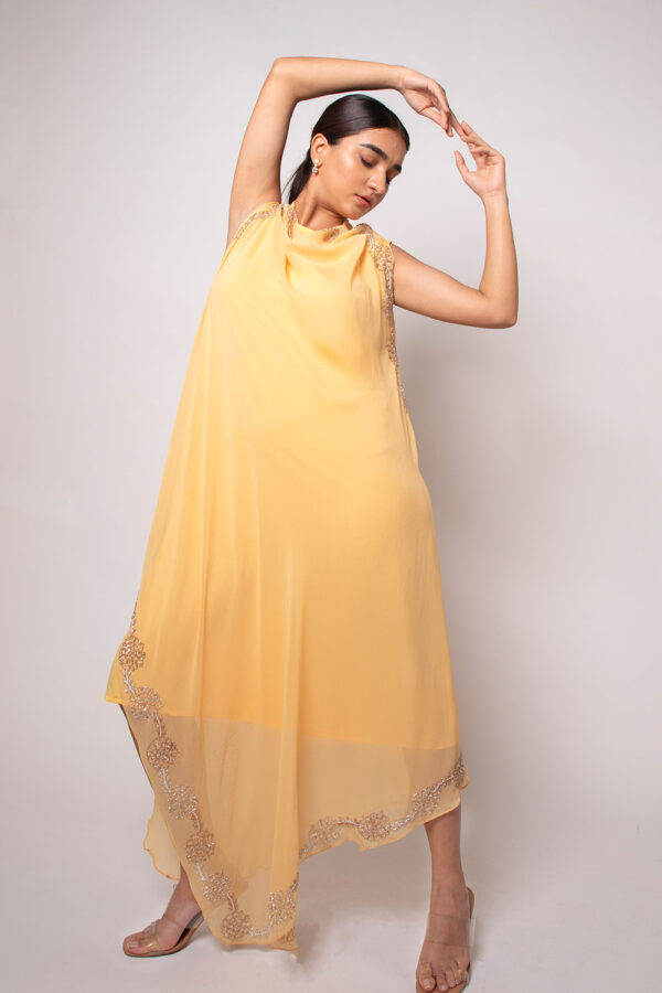 Lemon Drop Asymmetric Embroidered Cape - Image 3