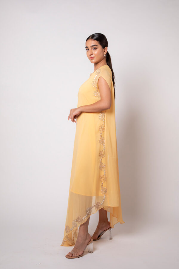 Lemon Drop Asymmetric Embroidered Cape - Image 4