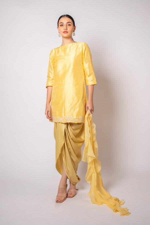 Yellow Mellow Melts Kurti and Dhoti