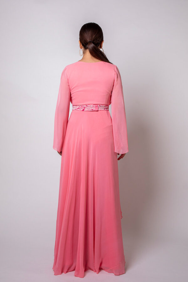 Peach Pink Flared Long Gown - Image 2