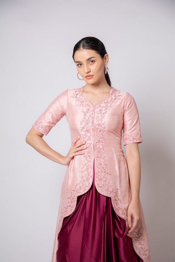 Pink Scalloped Cape and Dhoti - Image 2