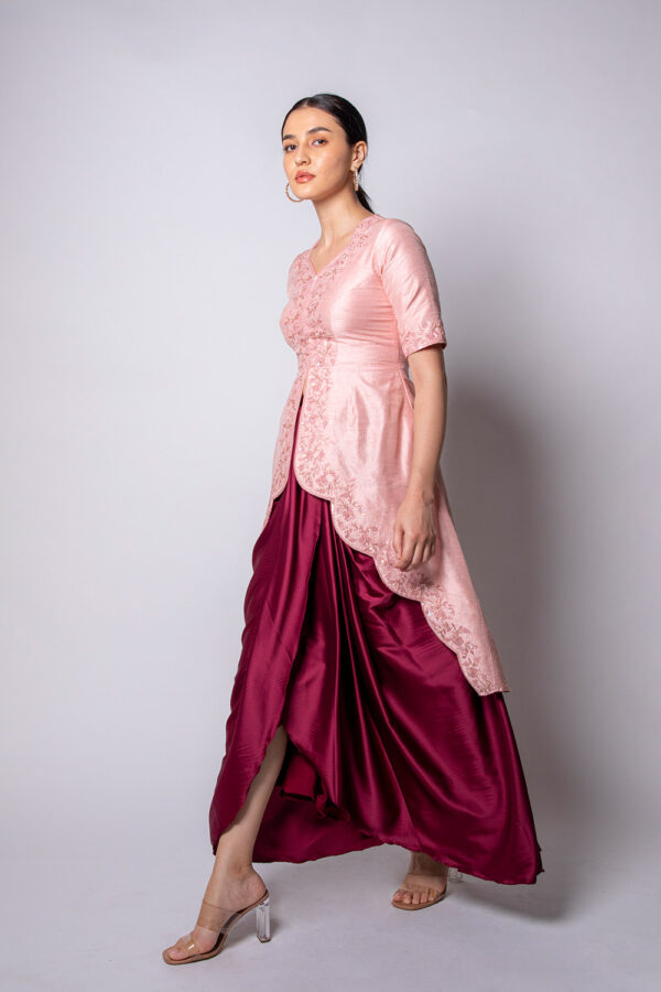 Pink Scalloped Cape and Dhoti - Image 4