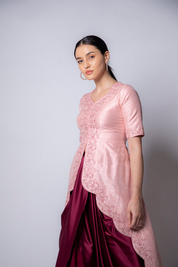 Pink Scalloped Cape and Dhoti - Image 5