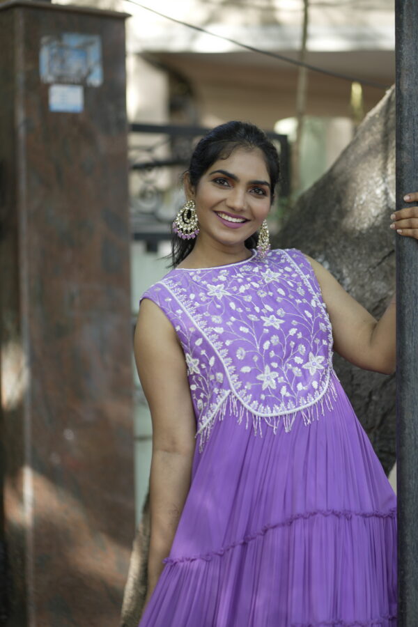 Lilac Tiered Long Frock - Image 7