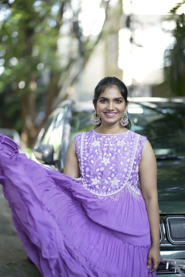 Lilac Tiered Long Frock - Image 3