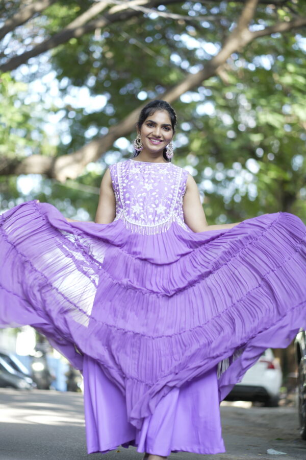 Lilac Tiered Long Frock