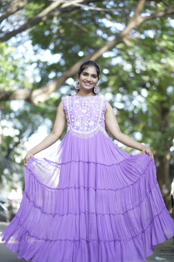 Lilac Tiered Long Frock - Image 2