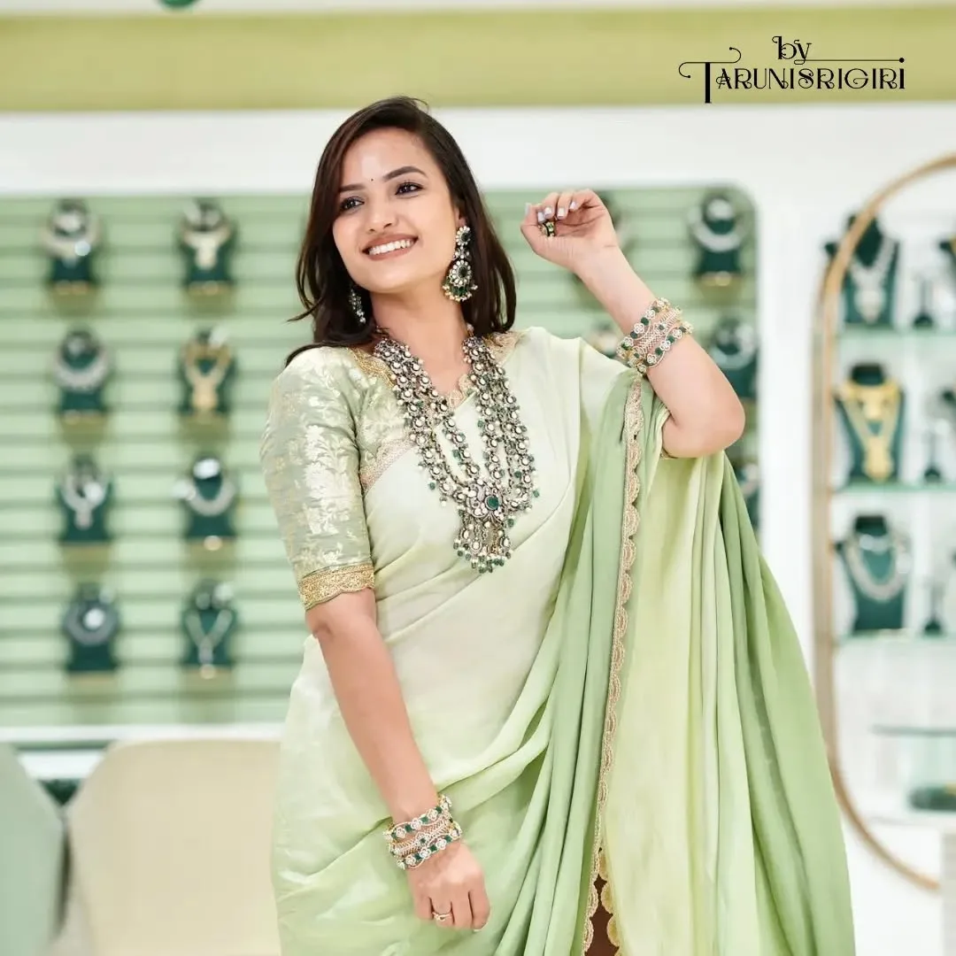 Pista Green Brocade Banaras Silk Saree