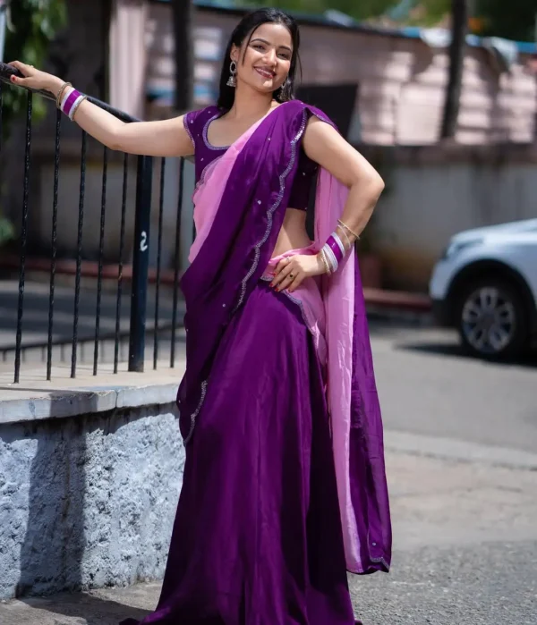 Regal Purple Organza Saree